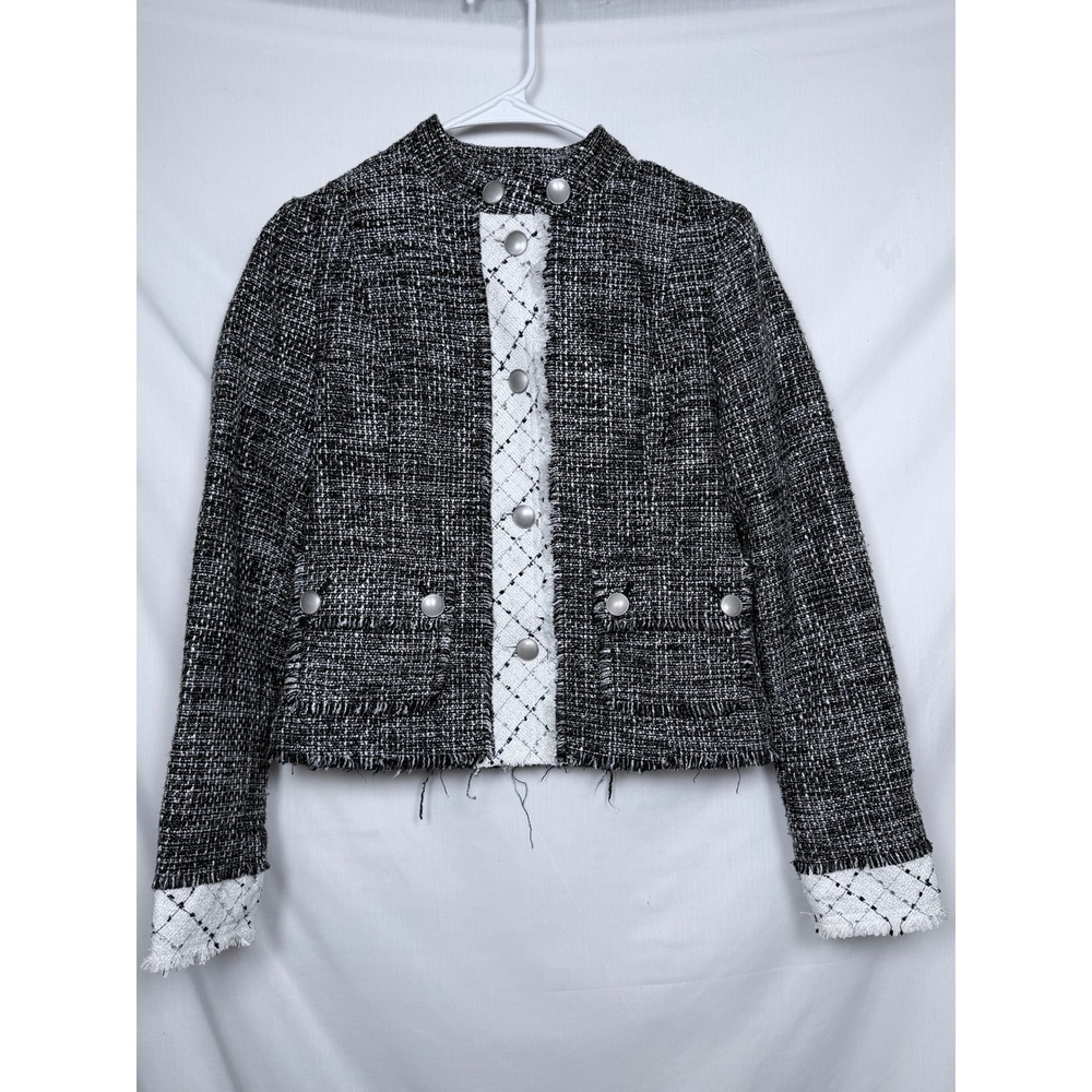 Neiman Marcus Womens Boucle Tweed Jacket S Black White French Girl Old Money